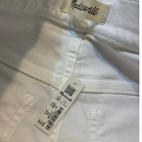 NWT Madewell Kick Out Crop Jeans In Pure White Size 26 - Picture 6 of 9